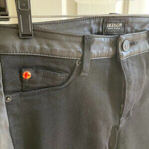 Black Hudson Jeans with Lambskin Leather Trim